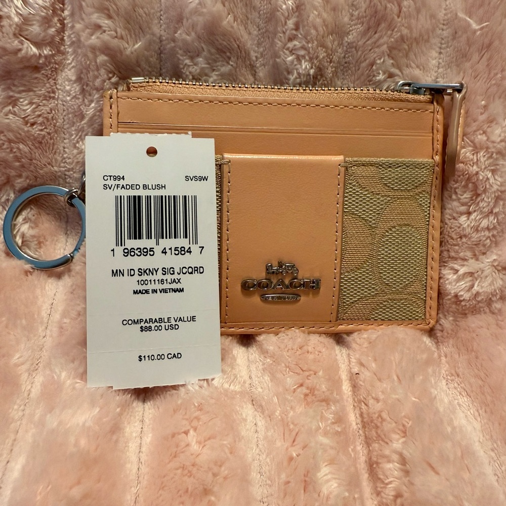 Coach Blush and Tan Key Card Holder